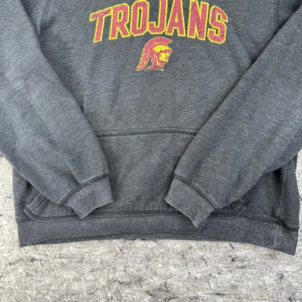 Red Oak Sports Wear USC Trojans Gray Long Sleeve Pullover Jacket Men's Size XL‎